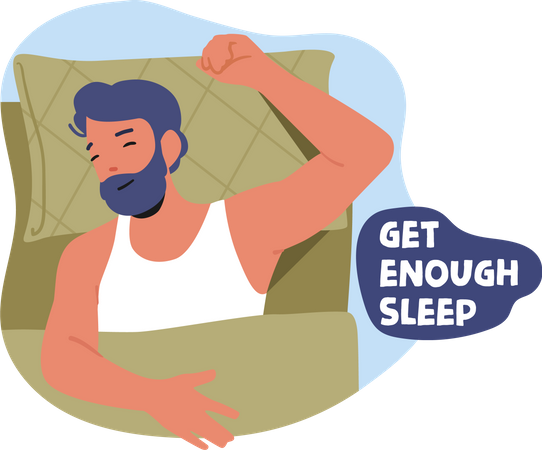 Man getting enough sleep Illustration