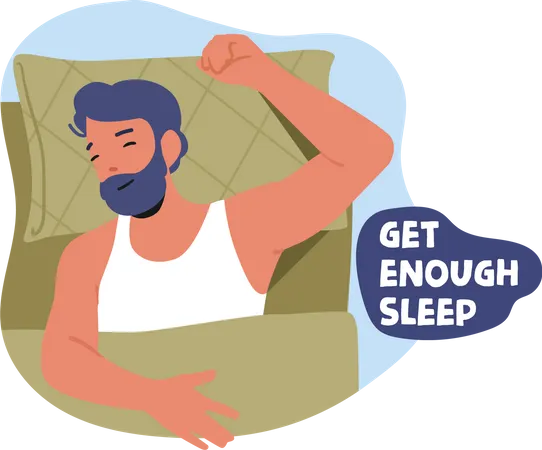 Man getting enough sleep  Illustration