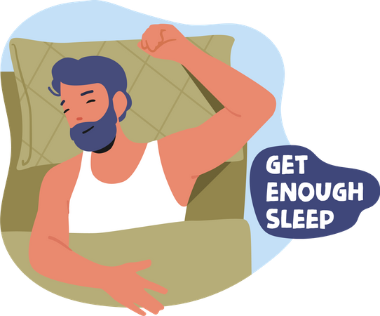 Man getting enough sleep  Illustration