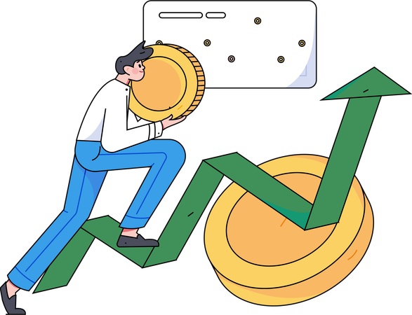 Man getting financial growth  Illustration