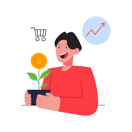 Man getting Financial Growth  Illustration