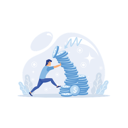 Man Getting Financial Loss  Illustration