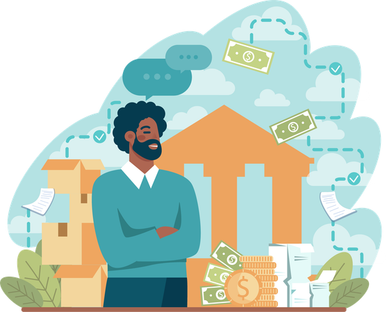 Man getting financial profit  Illustration