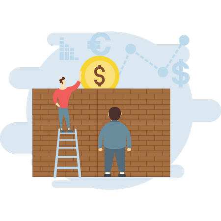 Man getting financial solution  Illustration