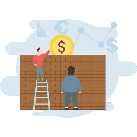 Man getting financial solution  Illustration