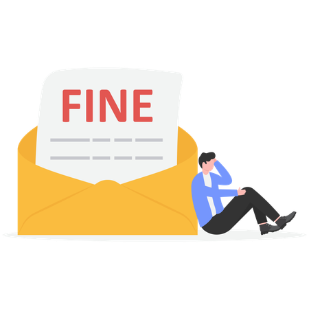 Man getting Fine by mail  Illustration