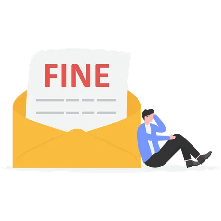Man getting Fine by mail  Illustration