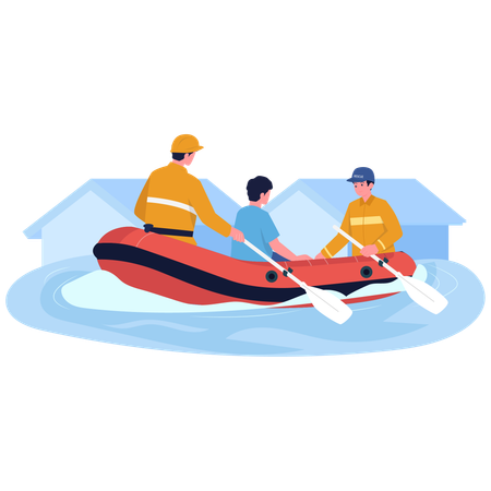 Man getting Flood Rescue  Illustration
