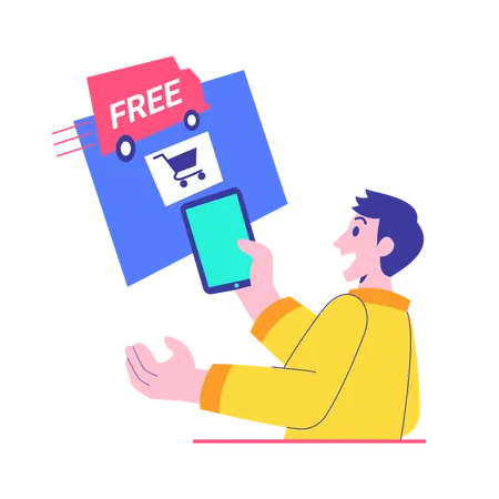 Man getting free product delivery  Illustration
