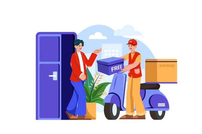 Man getting free product delivery  Illustration