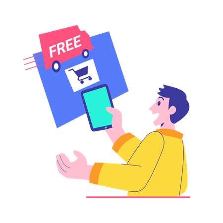 Man getting free product delivery  Illustration