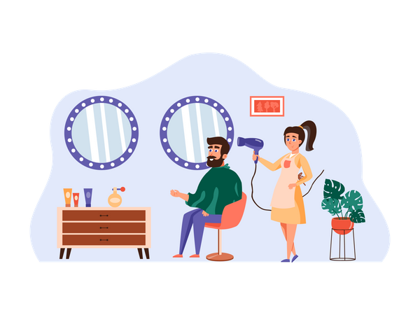 Man getting hair treatment  Illustration