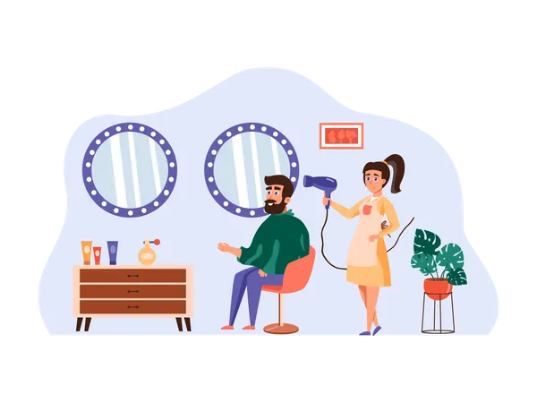 Man getting hair treatment  Illustration