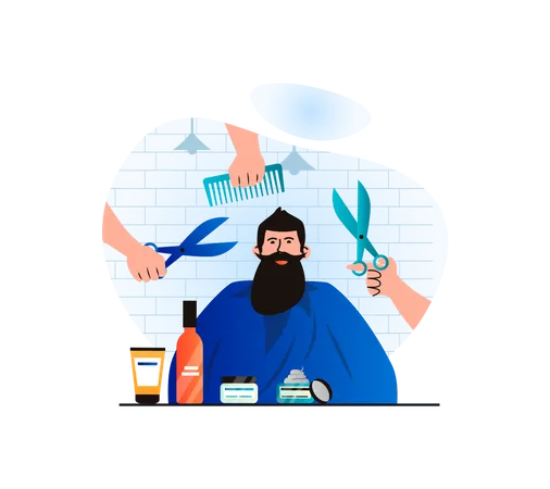Barbershop Isolated Set Hairdresser Doing Haircuts Or Shaving Beard In Salon People Collection Of Scenes In Flat Design Vector Illustration For Blogging Website Mobile App Promotional Materials Illustration
