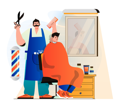 Man getting haircut  Illustration