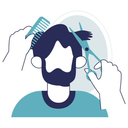 Man getting haircut  Illustration