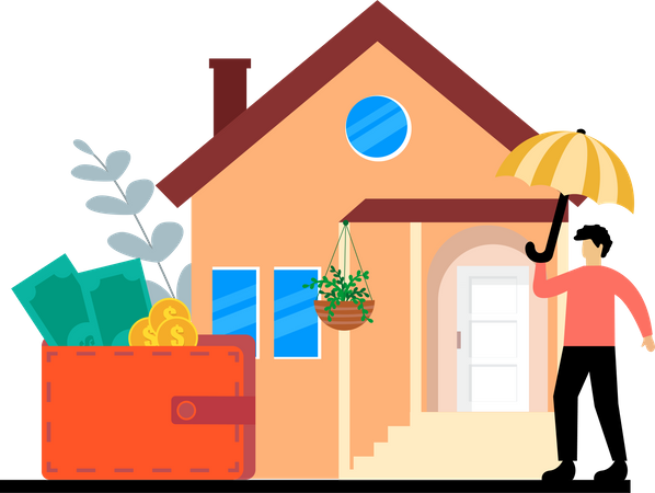 Man getting home insurance cover  Illustration