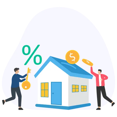 Man getting House Discount  Illustration