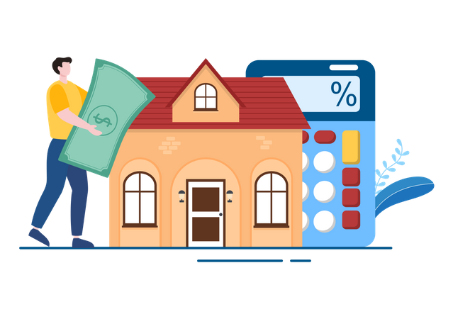 Man getting house loan  Illustration