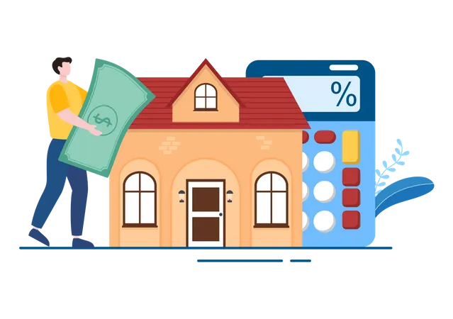 Man getting house loan  Illustration