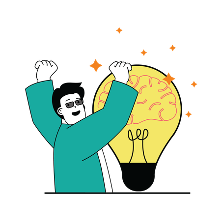 Man getting idea  Illustration
