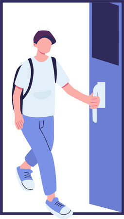 Man getting inside door  Illustration