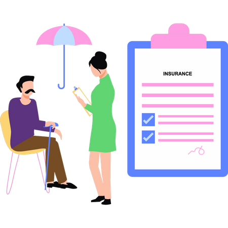 Man getting insurance  Illustration