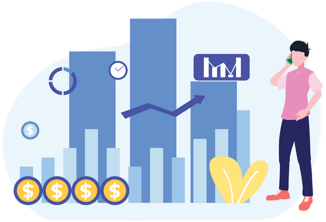 Man getting investment growth  Illustration