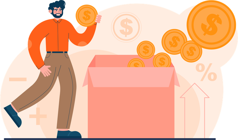 Man getting investment profit  Illustration