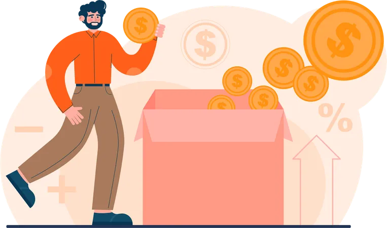 Man getting investment profit  Illustration