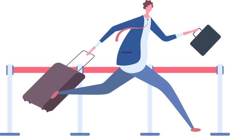 Man getting Late for flight  Illustration