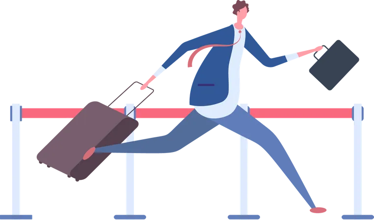 Man getting Late for flight  Illustration