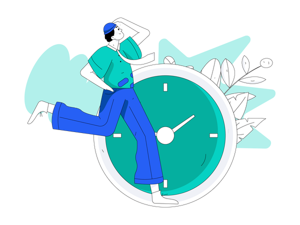 Man getting late while running  Illustration