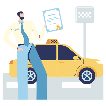 Man getting license certificate  Illustration