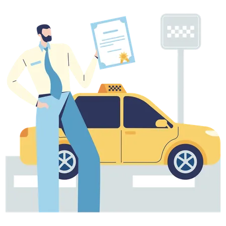 Man getting license certificate  Illustration