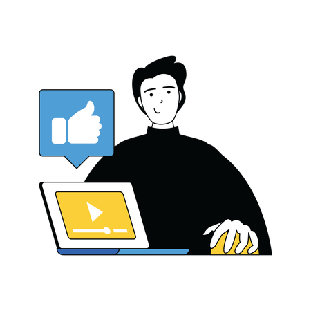 Man getting like on social media  Illustration