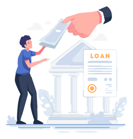 Man getting loan from bank  Illustration