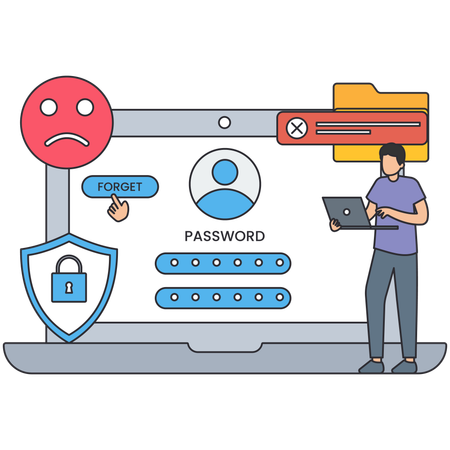 Man getting Login Error  Illustration