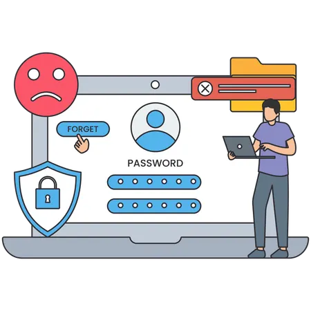 Man getting Login Error  Illustration