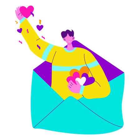 Man getting Love letter  Illustration