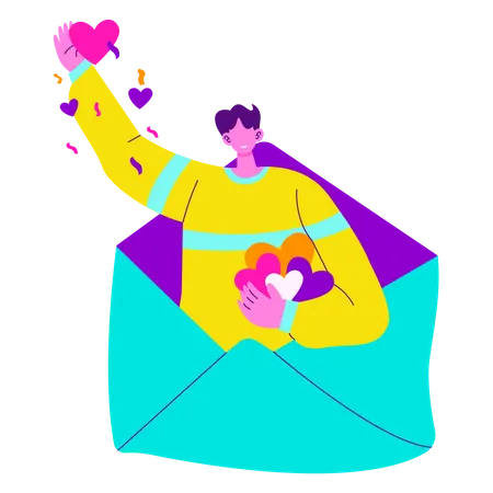 Man getting Love letter  Illustration