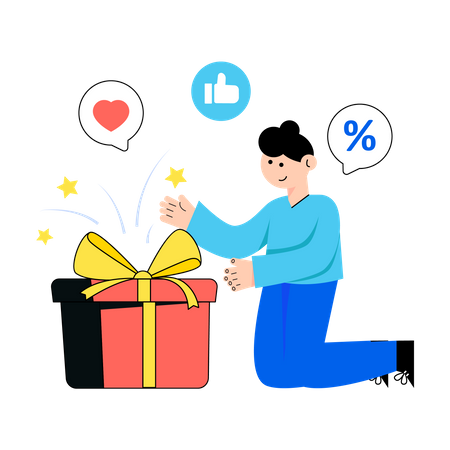 Man getting loyalty gift  Illustration