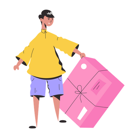 Man getting Loyalty Gift  Illustration