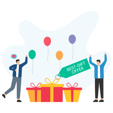 Man getting Loyalty Gift  Illustration