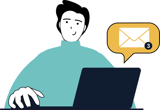 Man getting mail notification  Illustration