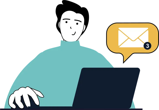 Man getting mail notification  Illustration
