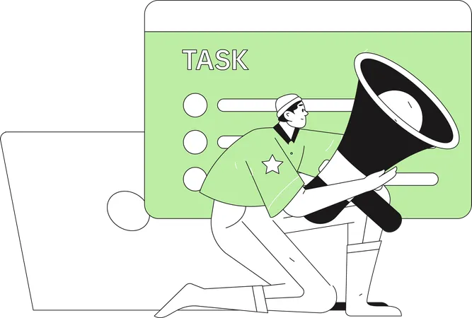 Man getting marketing task list  Illustration