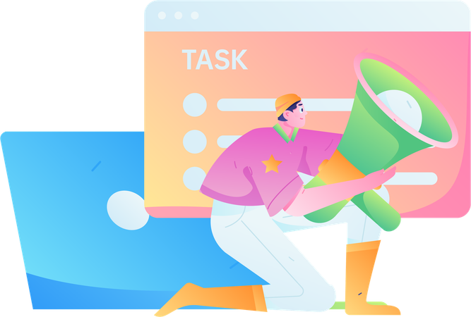 Man getting marketing task list  Illustration