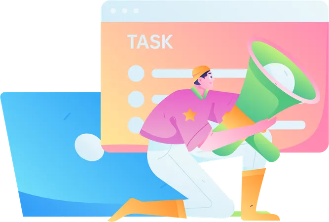 Man getting marketing task list  Illustration