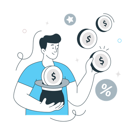 Man getting Money Magic  Illustration
